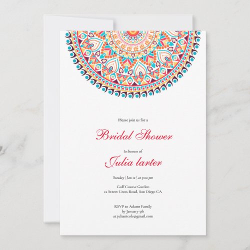Peacock Mandala Bridal Shower Invitation