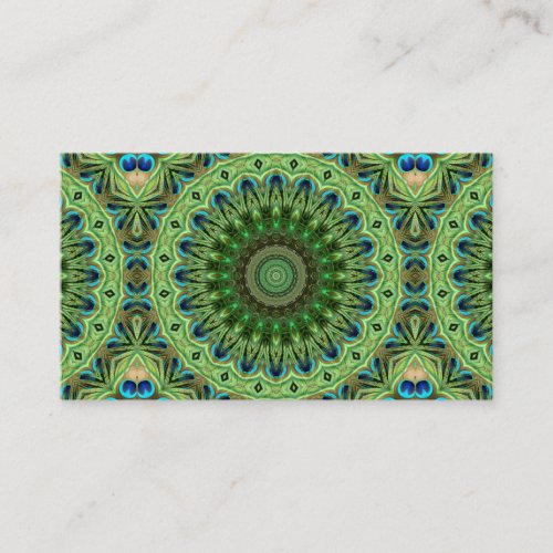 Peacock Mandala Kaleidoscope Medallion Flower Business Card