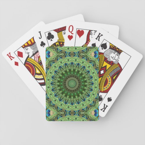 Peacock Mandala Kaleidoscope Medallion Flower Poker Cards