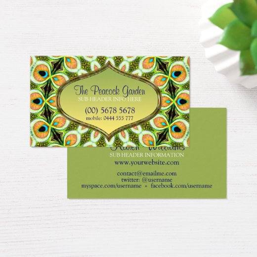 Peacock Mandala Pattern Business Card