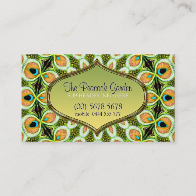 Peacock Mandala Pattern Business Card (Front)