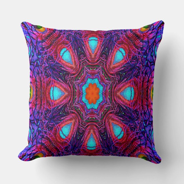 Peacock Mandala... Throw Pillow (Front)