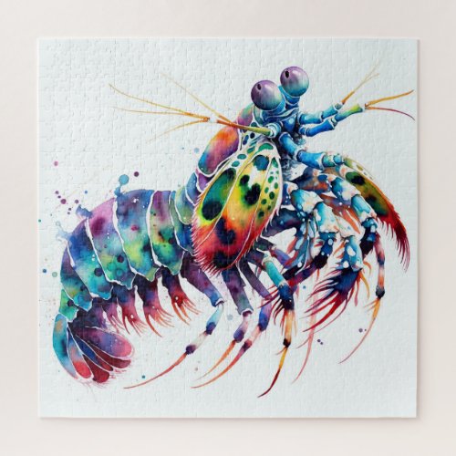 Peacock Mantis Shrimp Watercolor IREF298 _ Waterco Jigsaw Puzzle
