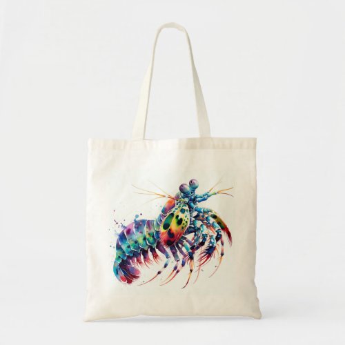 Peacock Mantis Shrimp Watercolor IREF298 _ Waterco Tote Bag
