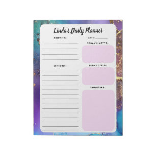 Peacock Marble Abstract Daily To-Do List Notepad