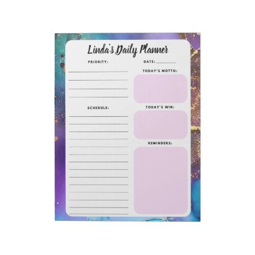 Peacock Marble Abstract Daily To_Do List Notepad