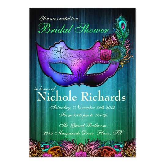 Pea Masquerade Bridal Shower Invitation Zazzle