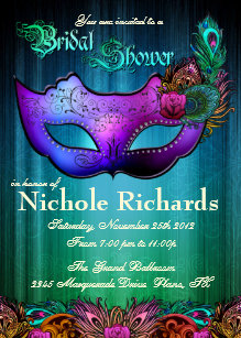 Masquerade Bridal Shower Invitations Zazzle Pea Masquerade Bridal Shower Invitation