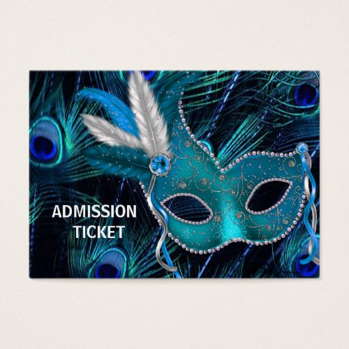 Peacock Masquerade Party Admission Tickets Business Card