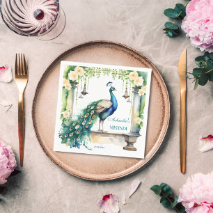 Peacock Mehndi jasmine Indian wedding tableware Napkins