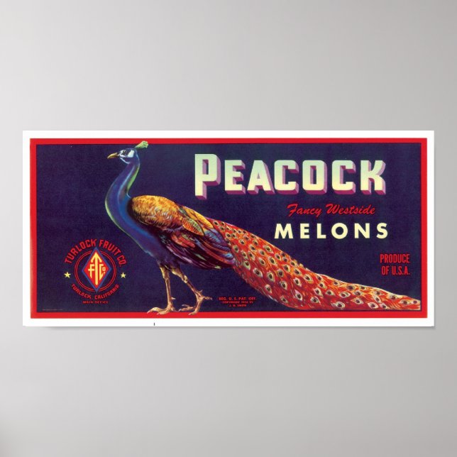 Peacock Melons Label Poster (Front)