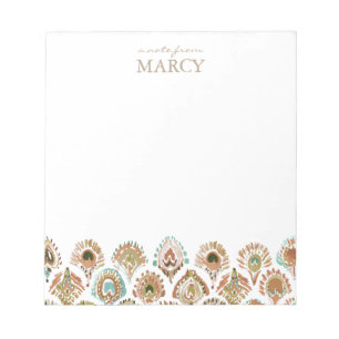 PEACOCK MERMAID Aqua Gold Scales and Feathers Notepad