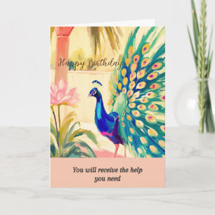 peacock message happy birthday card