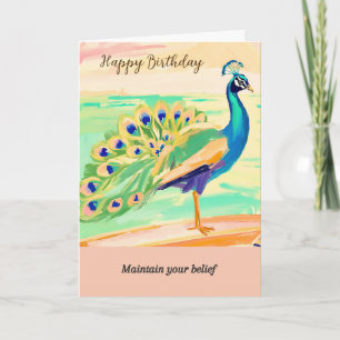 peacock message happy birthday card