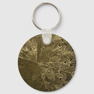 Peacock metal tray keychain