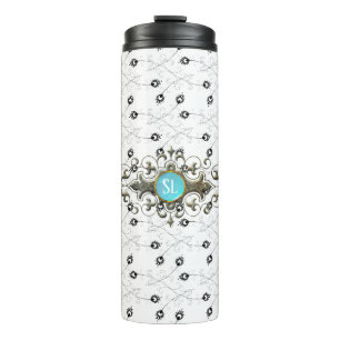 Peacock Monogram Gemstone Thermal Tumbler