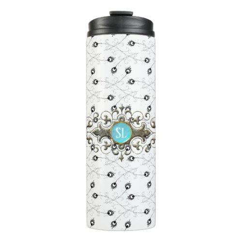 Peacock Monogram Gemstone Thermal Tumbler