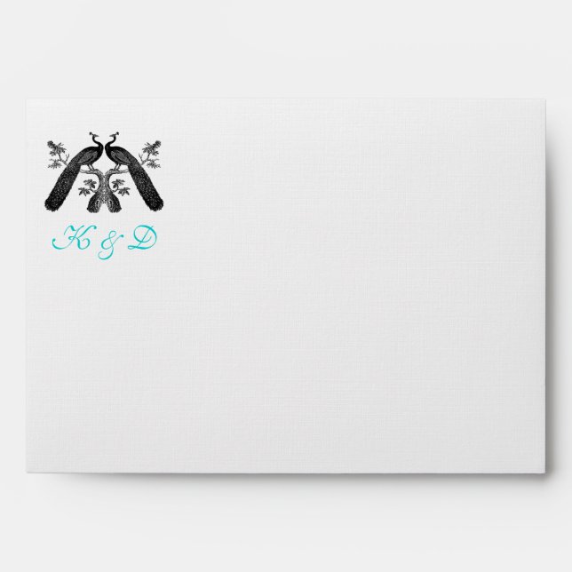 Peacock Monograms Wedding Invitation Envelope (Front)