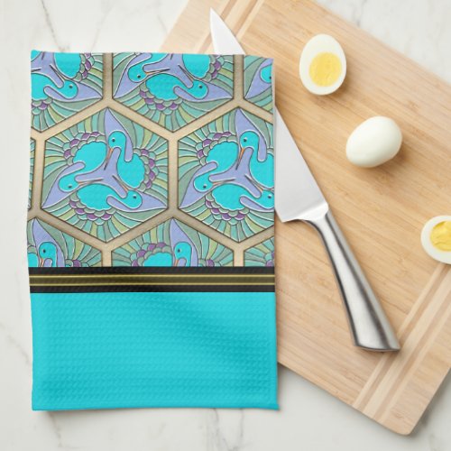 Peacock Mosaica Monogrammed Dish Towel Kitchen Towel