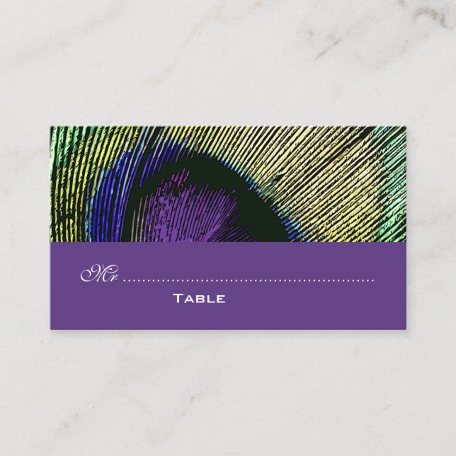 Peacock n purple party place card (Front)