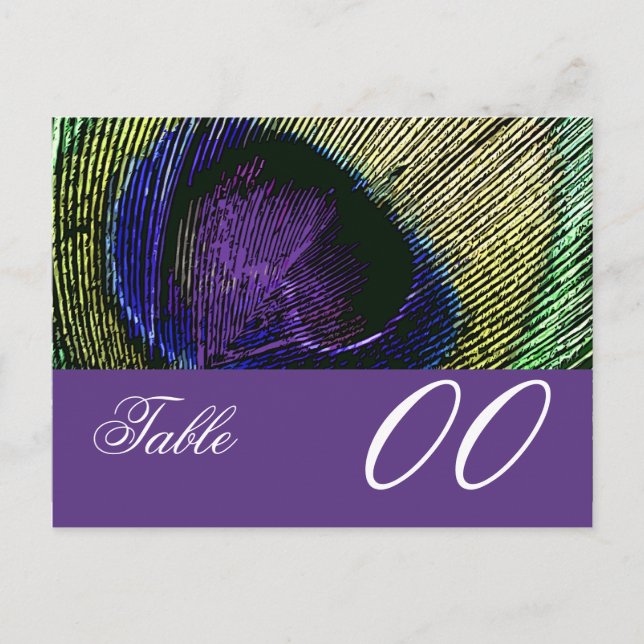 Peacock n purple table number (Front)