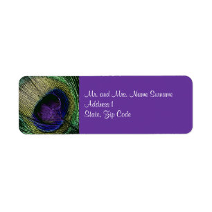 Peacock n purple wedding engagement label