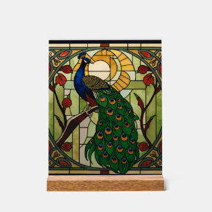 Peacock Nouveau Acrylic Stained Glass Wall Art Sign
