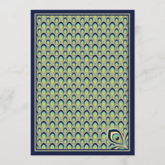 Peacock Nouveau Invitation (Navy)