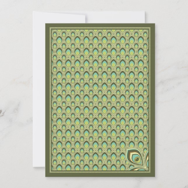 Peacock Nouveau Invitation (Olive Green) (Front)