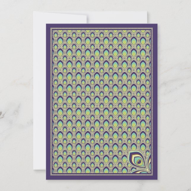 Peacock Nouveau Invitation (Purple) (Front)