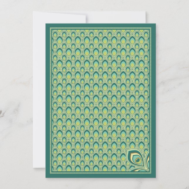 Peacock Nouveau Invitation (Teal Green) (Front)