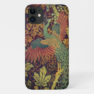 Peacock oakleaf floral jacquard elegant brown teal iPhone 11 case