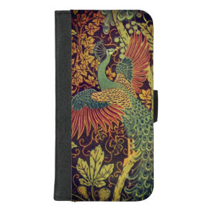 Peacock oakleaf floral Victorian jacquard pattern iPhone 8/7 Plus Wallet Case