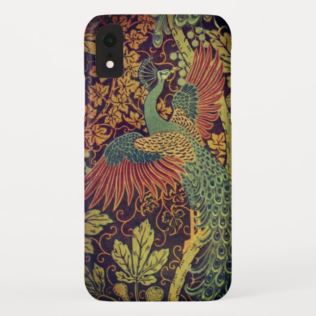 Peacock oakleaf Victorian jacquard brown teal  Case-Mate iPhone Case (Back)