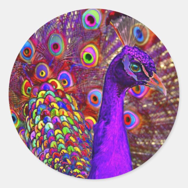 Peacock of a million colors classic round sticker (Front)