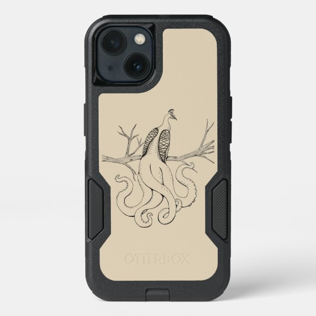 Peacock on a branch otterbox iPhone case (Back)