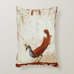 Peacock on Fresco Ancient Roman Antique Painting Accent Pillow