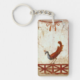 Peacock on Fresco Ancient Roman Antique Painting Keychain
