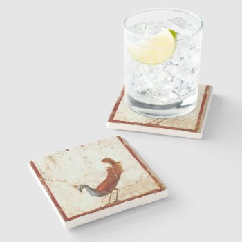 Peacock On Fresco Ancient Roman Antique Painting Stone Coaster by Then_Is_Now at Zazzle