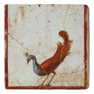 Peacock on Fresco Ancient Roman Antique Painting Trivet