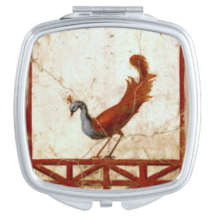 Peacock on Fresco Ancient Roman Antique Painting Vanity Mirror