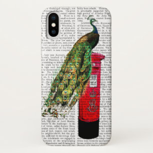 Peacock on Postbox iPhone X Case