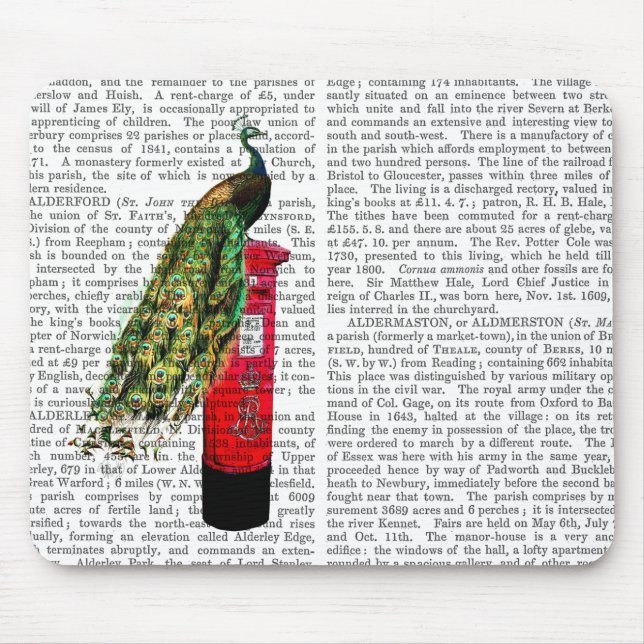 Peacock on Postbox Mouse Pad (Front)
