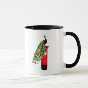 Peacock on Postbox Mug