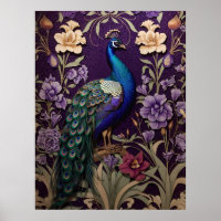 Peacock On Purple William Morris Inspired