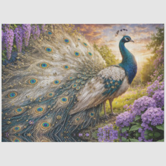Peacock on the mountain at dawn tissue paper