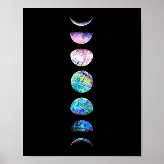 Peacock Opal Moon Cycle Art Print (Front)