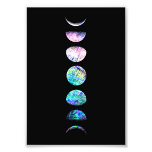 Peacock Opal Moon Phases Art Print
