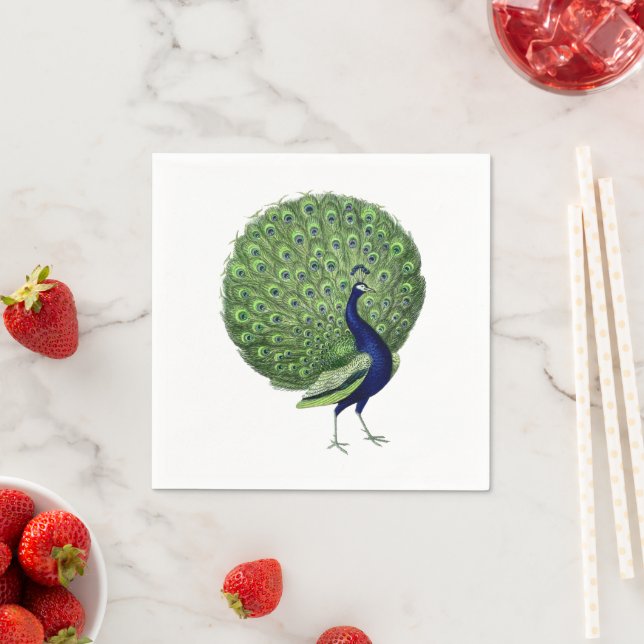 Peacock Open Fan Napkins (Insitu)