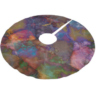 Peacock Ore Chalcopyrite Colorful Marble Pattern Brushed Polyester Tree Skirt
